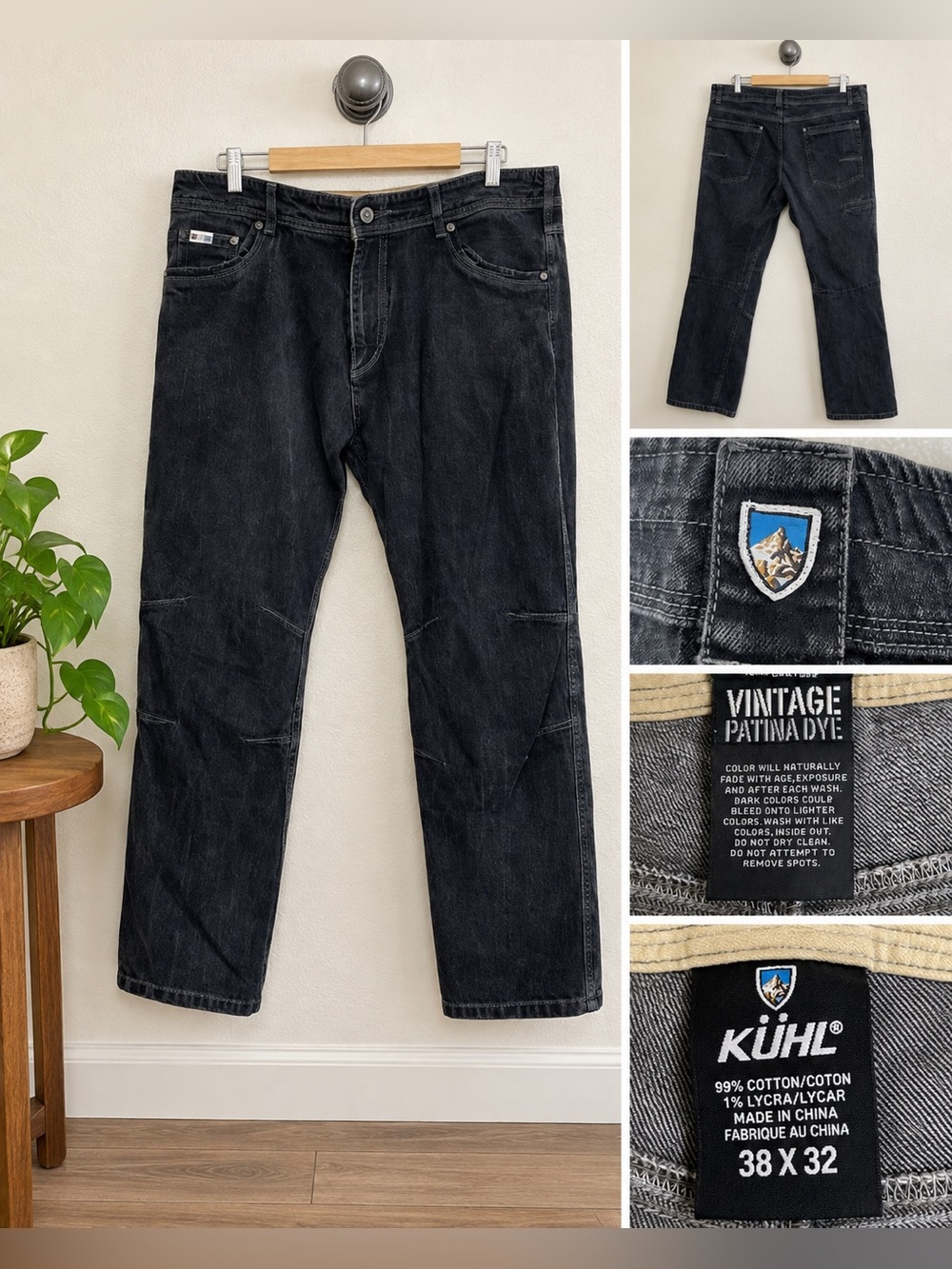 KÜHL Men’s 38x32 Riot Legendary Black Washed Denim Jeans Stretch